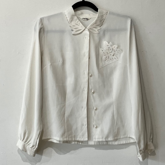 Vintage Tops - White 60s 70s vintage blouse